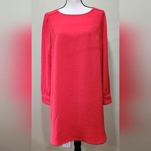 J.Crew size 6 red Long-Sleeve Shift Dress in Everyday Crepe MSRP $118.